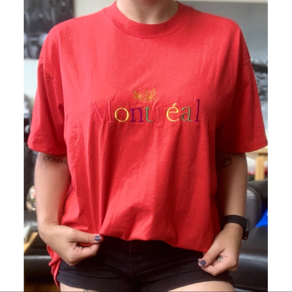 Vintage Montréal single stitch red graphic tee - Picture 2 of 14